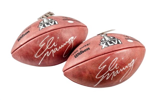 Lot of (2) Eli Manning Signed Official NFL Footballs